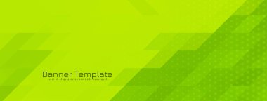 Modern yeşil renkli üçgen mozaik desenli bayrak tasarım vektörü