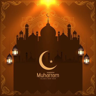 Parlak Mutlu Muharram ve İslami Yeni Yıl camii arka plan vektörü