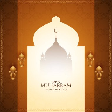 Mutlu Muharram ve İslami Yeni Yıl Klasik Arap arkaplan vektörü