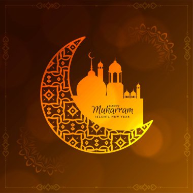 Happy Muharram and Islamic new year muslim festival background vector clipart