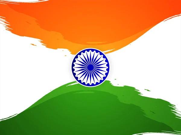 Tricolor Bandera India Tema Día Independencia Vector Fondo — Vector de stock