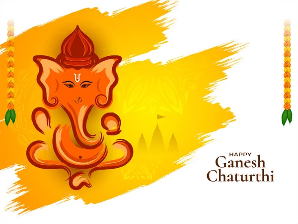 Happy Ganesh Chaturthi Festival Wenskaart Met Ganpati Idool Ontwerp Vector — Stockvector