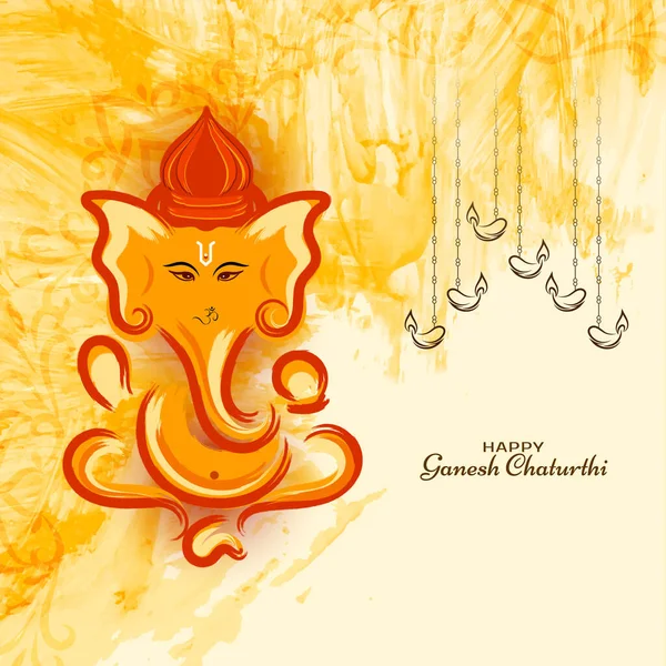 Tradycyjny Happy Ganesh Chaturthi Hinduski Wektor Tła Festiwalowego — Wektor stockowy
