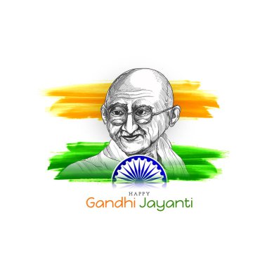 Mutlu Gandi Jayanti kutlamaları Mahatma Gandhi eskiz vektörü