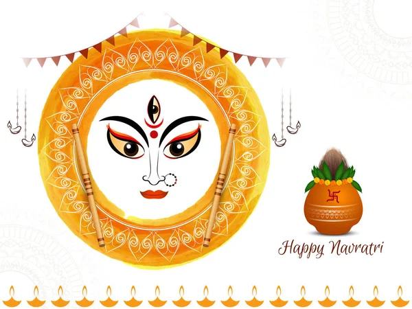 Happy Navratri Hindoe Festival Achtergrond Met Kalash Dandiya Vector — Stockvector