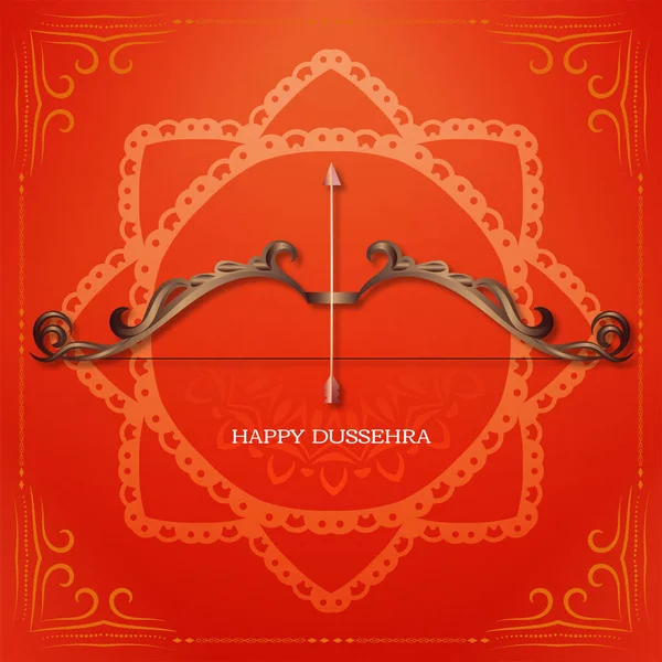 Röd Färg Glad Dussehra Indiska Festival Religiös Bakgrund Vektor — Stock vektor