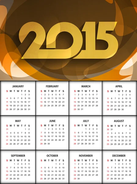 Bonne année 2015 calendrier design . — Image vectorielle