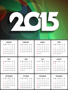 Yeni yıl 2015 güzel takvim tasarımı.