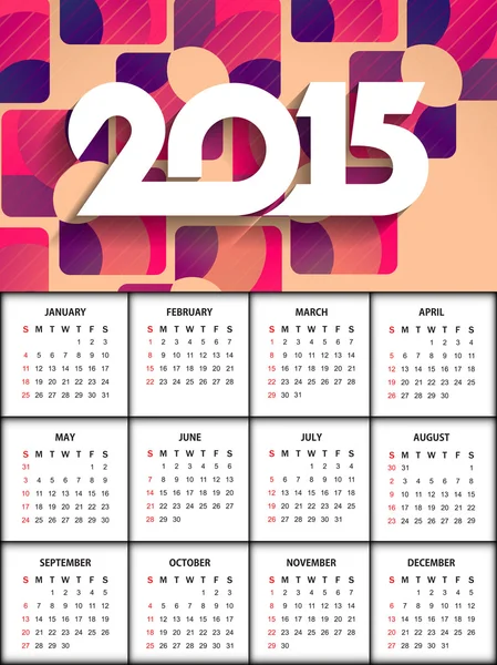 Bonne année 2015 calendrier design . — Image vectorielle