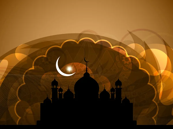 Élégante conception de fond moubarak de l'Aïd avec mosquée — Image vectorielle