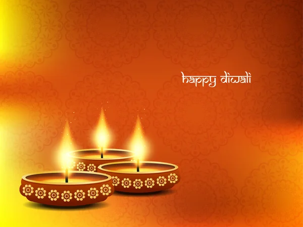 Elegante design di carte del tradizionale festival indiano Diwali — Vettoriale Stock