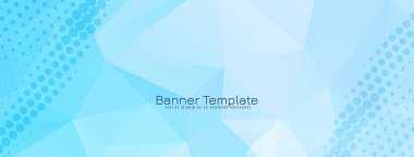 Modern mavi renk geometrik çokgen bayrak tasarım vektörü
