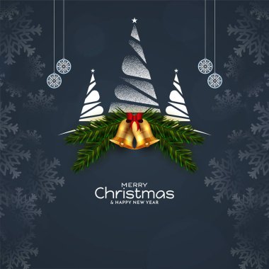 Altın çan vektörlü Mutlu Noeller kültür festivali kartı