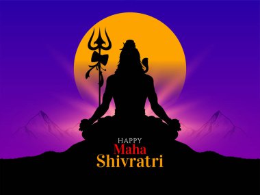 Mutlu Maha Shivratri Hint Festivali Klasik tebrik kartı vektörü
