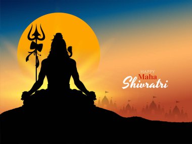 Mutlu Maha Shivratri Hint festivali şık tebrik kartı vektörü