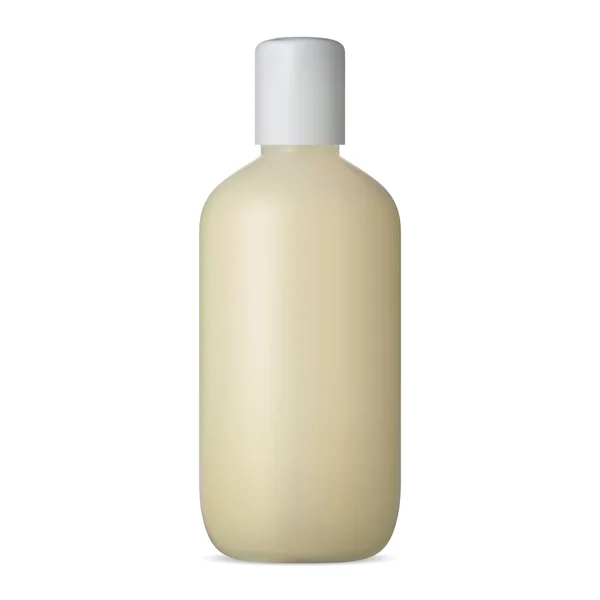 Shampoo Bottle White Plastic Cosmetic Gel Mockup Blank Shower Cream — Stock Vector