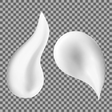 Krema lekesi. Yüz kozmetik kremi dokusu, güzellik jeli vuruşu. Kremalı fondöten lekesi örneği. Beyaz kil ya da yüz kömürleştirici seti. Güneş kremi damlası, girdap çizimi modeli