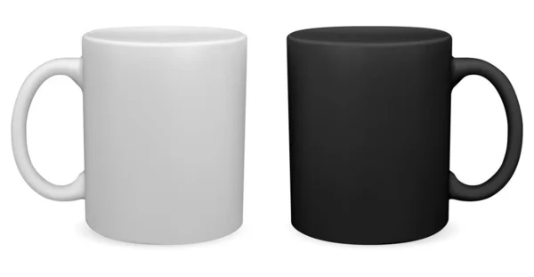 Taza Café Blanco Negro Taza Vector Blanco Taza Con Mango — Archivo Imágenes Vectoriales