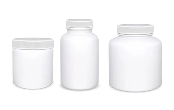 Plastik şişe izole edilmiş. Beyaz ilaç şişeleri. Etiketsiz ilaç kavanozu şablonu. Reçeteli tablet için kapaklı tıbbi ya da ilaç konteynırları. Pudra taklit edebilir. Gerçekçi yuvarlak
