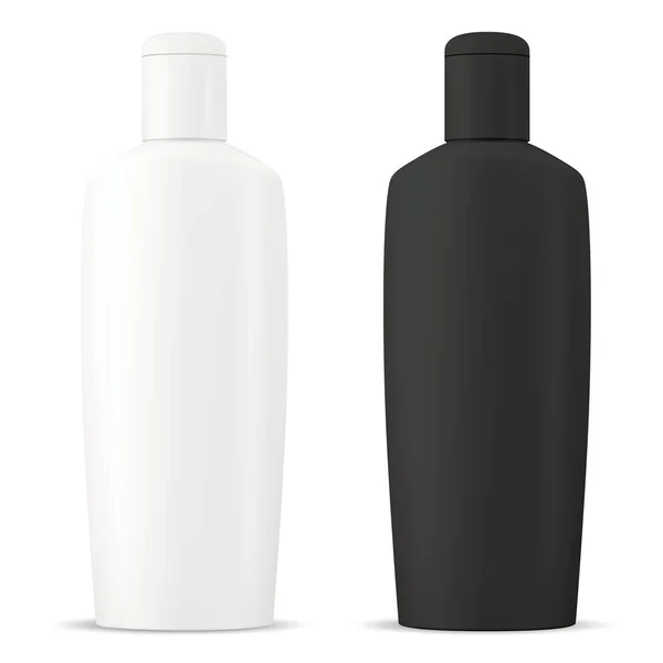 Shampoo Bottle Cosmetic Blank Vector Package Mockup Black White Color — Stock Vector