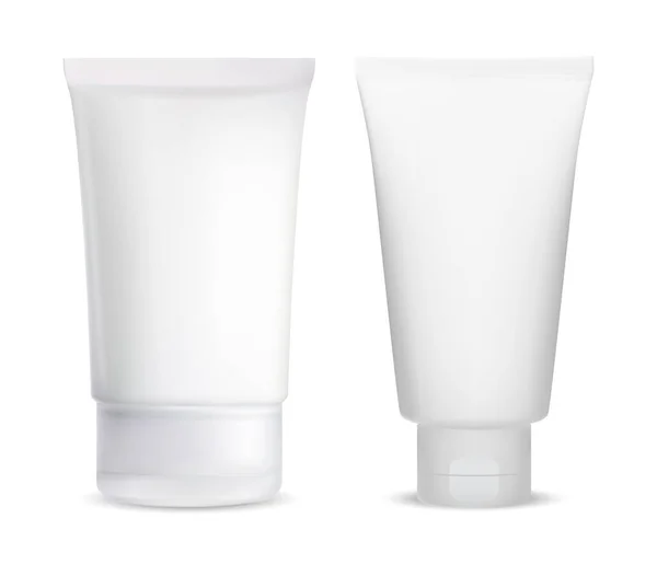 Tubo Creme Branco Pacote Loção Cosmética Branco Gel Container Mockup — Vetor de Stock