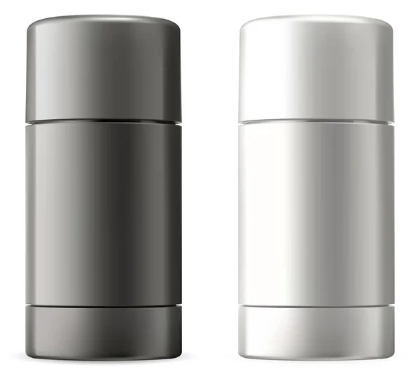 Deo Stick Weiße Schwarze Flaschenattrappe Leer Glänzende Kunststoff Kosmetikverpackung Für — Stockvektor