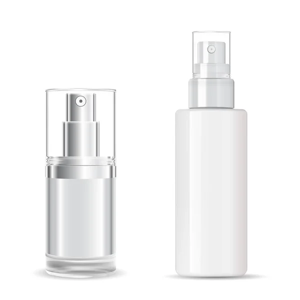 Kosmetisk Sprayflaska Transparent Plast Förpackning Design Mockup Tydlig Parfymflaska Mall — Stock vektor