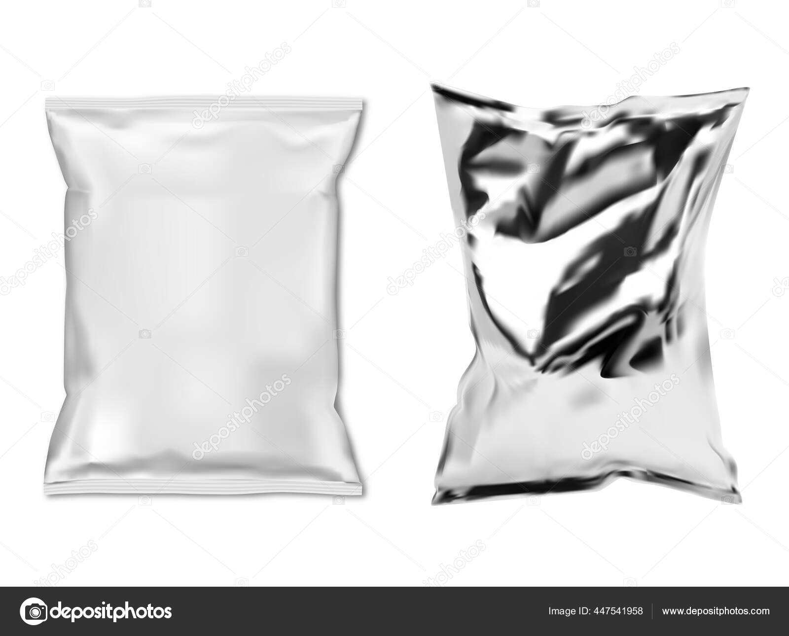 Foil Snack Bag White Plastic Food Sachet Isolated Vector Blank