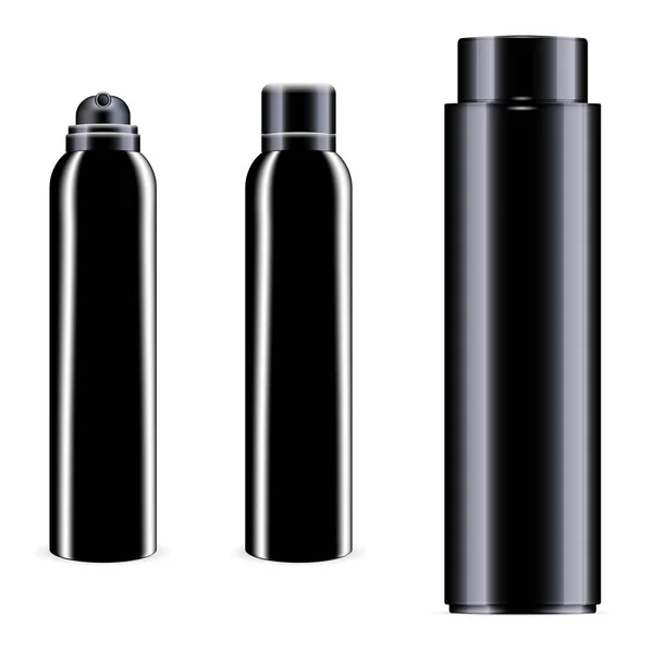 Bottiglia Nera Vuota Latta Spray Aerosol Vettoriale Deodorante Alluminio Può — Vettoriale Stock