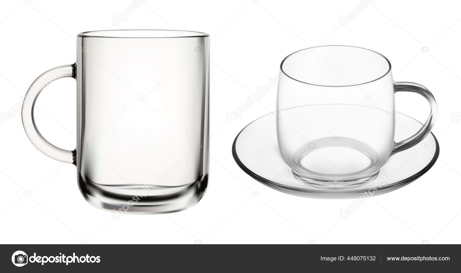 Download Glass Cup Transparent Coffee Tea Cups Isolated Empty Mug Illustration Vector Image By C Sergiibaibak Vector Stock 448075132