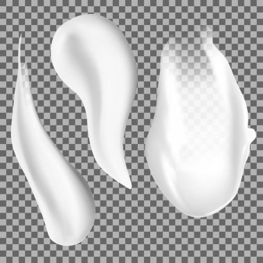 Kozmetik krem dokusu. Jel lekelerini temizleyin. Kremsi felç, beyaz arka planda cilt güzelliği. Güneş kremi damlası, yüz sütü. Fırça darbesi grafiksel model