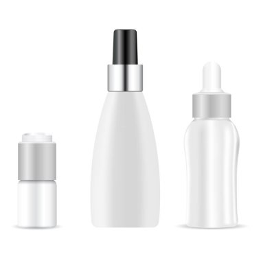 Serum düşürücü şişe. Gerekli yağ kabı, doğal aroma şişesi, plastik ilaç ambalajı, tıbbi şablon. Plastik göz damlası şişesi, güzellik sıvısı kavanozu