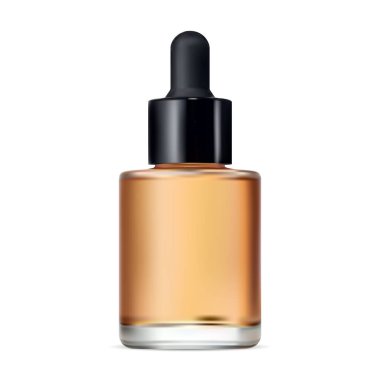 Serum düşürücü şişe. Temel yağ vektör matarası izole edilmiş. Göz damlası kavanozu. Yüz kolajeni sıvısı şişesi, aroma tedavisi ürünü, doğal güzellik