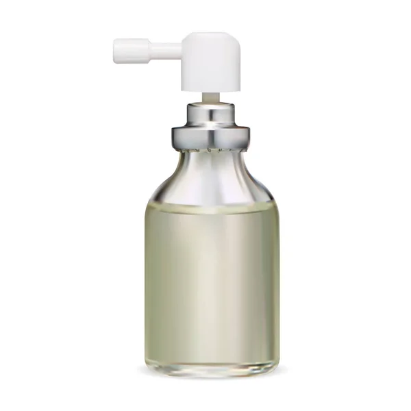 Sprühflasche Verpackung Für Halsinhalatoren Leer Realistische Aerosolglasflasche Feuchtigkeitscreme Zerstäuberflasche Medikamentenflasche — Stockvektor