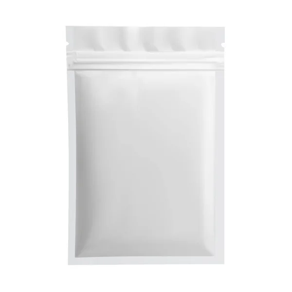 Bolsa Papel Vector Blanco Sobre Blanco Mockup Paquete Plantilla Pequeña — Archivo Imágenes Vectoriales