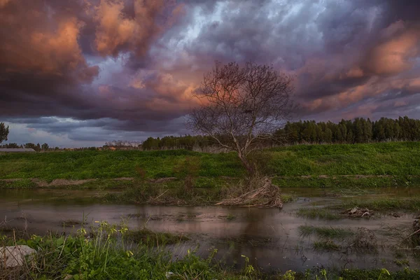 İsrail Şehri ya da Akiva Gün batımında küçük damlalar
