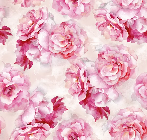 Acuarela rosa rosas patrón — Foto de Stock