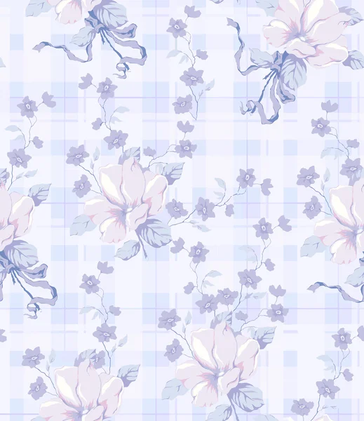 Flores de pastel con cuadros — Vector de stock