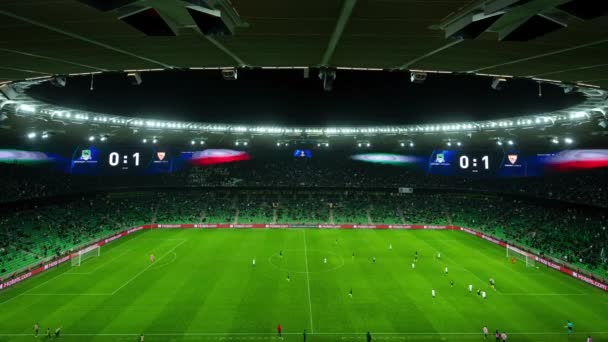 러시아 크라스 노다, 2020 년 11 월 24 일 : Football game FC Krasnodar, vs FC Sevilla, 2020-2021 UEFA Champions League - Group Round. 4k Time-Lapse 고품질 장면 — 비디오