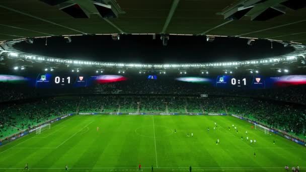 러시아 크라스 노다, 2020 년 11 월 24 일 : Football game FC Krasnodar, vs FC Sevilla, 2020-2021 UEFA Champions League - Group Round. 4k Time-Lapse 고품질 장면 — 비디오