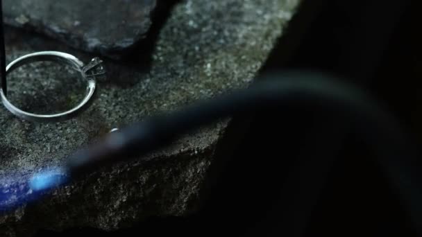 Closeup of wedding ring polishing by caicasian jeweler isolated, 4k footage — Stock Video