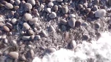 Kuzey Buz Denizi kıyılarında yuvarlanan dalgalar üzerinde kış uçuşları, fırtınada okyanus dalgaları