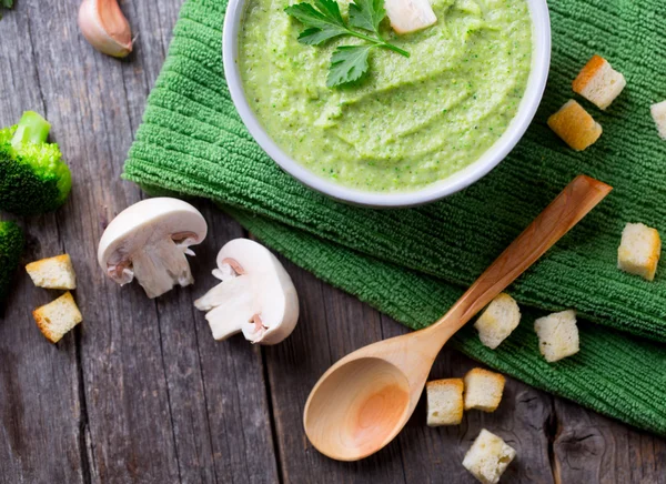 Cream Soup on wood table — Stock Photo, Image