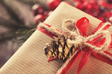 Noel hediye kutusu yakın çekim