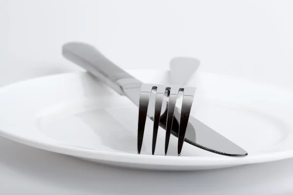 Zilveren vork en mes — Stockfoto