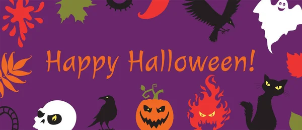 Banner mit Halloween-Details in Form eines Hutes. — Stockvektor