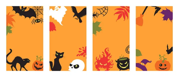 Fondos con detalles de Halloween en la naranja. — Vector de stock