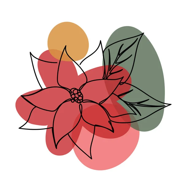 Vánoční květina v ručně kresleném lineárním stylu. — Stockový vektor