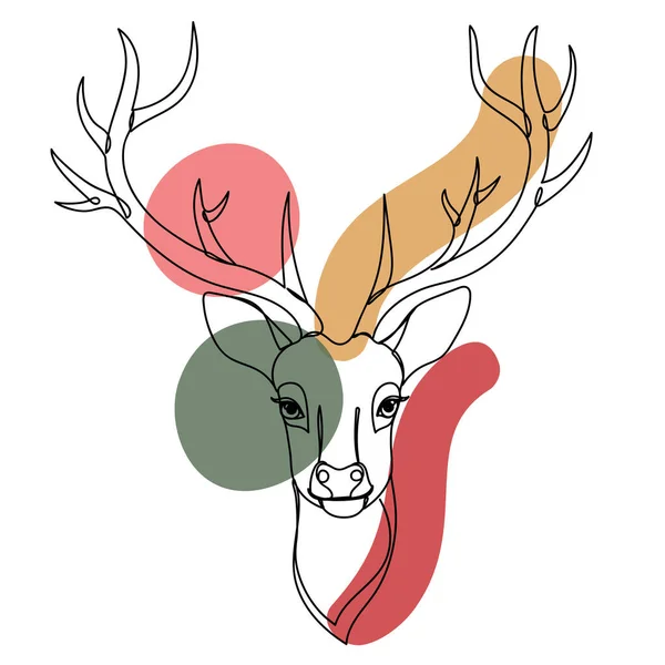 Cervo de Natal em um estilo linear desenhado à mão. — Vetor de Stock