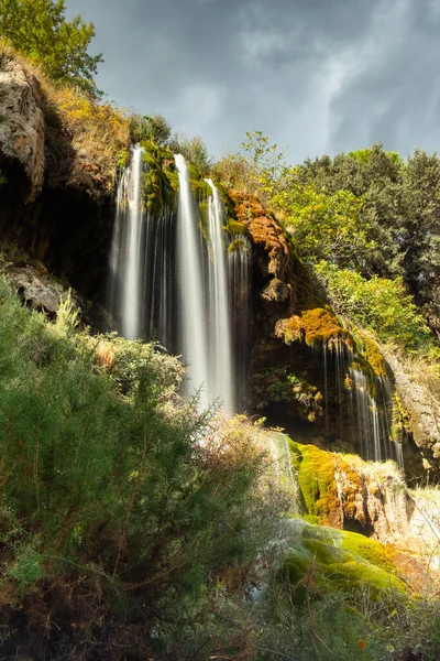 Een grote prachtige waterval met een tak. — Stockfoto